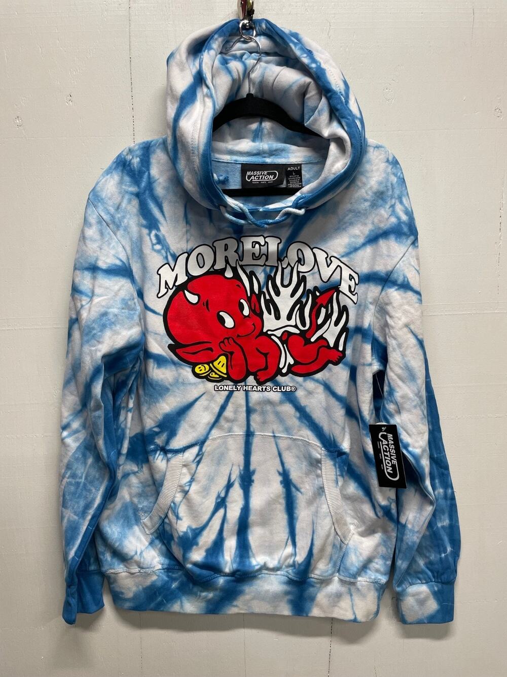Lonely Hearts Club Hoodie Blue Tie Dye Size Large Streetwear Devil New With Tags
